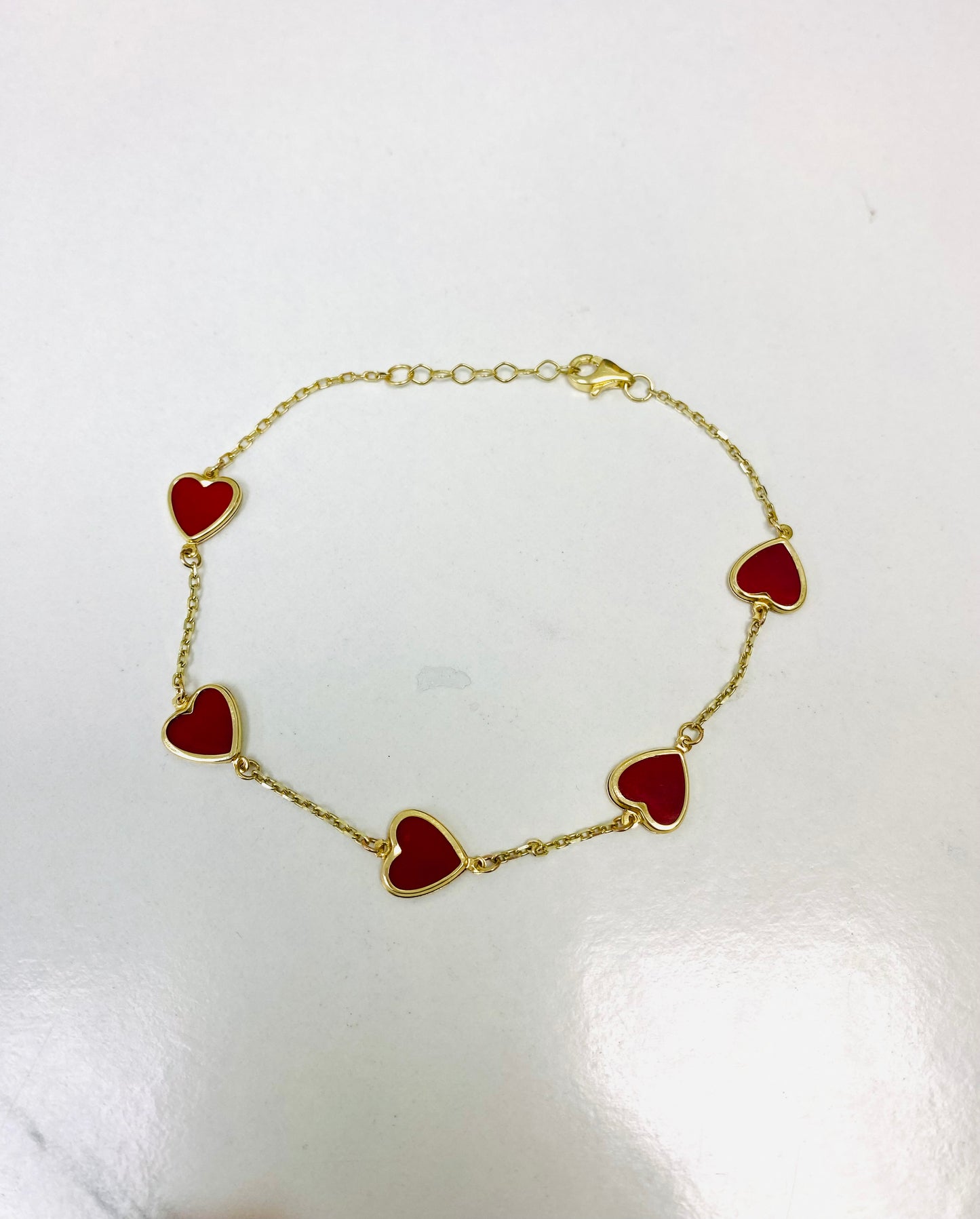 Pulsera de corazones 10K