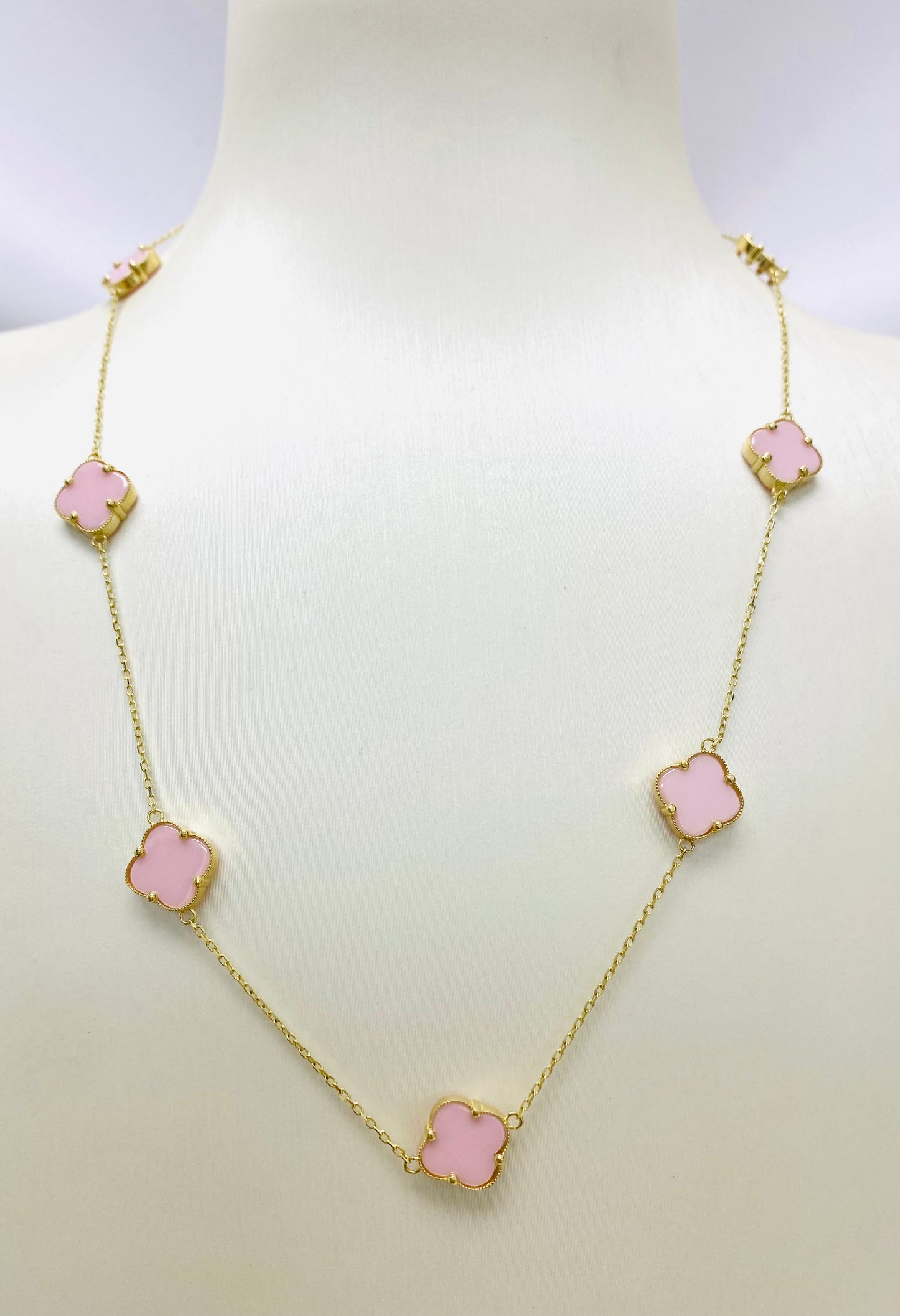 Cadena de 7 clover rosa 10 K