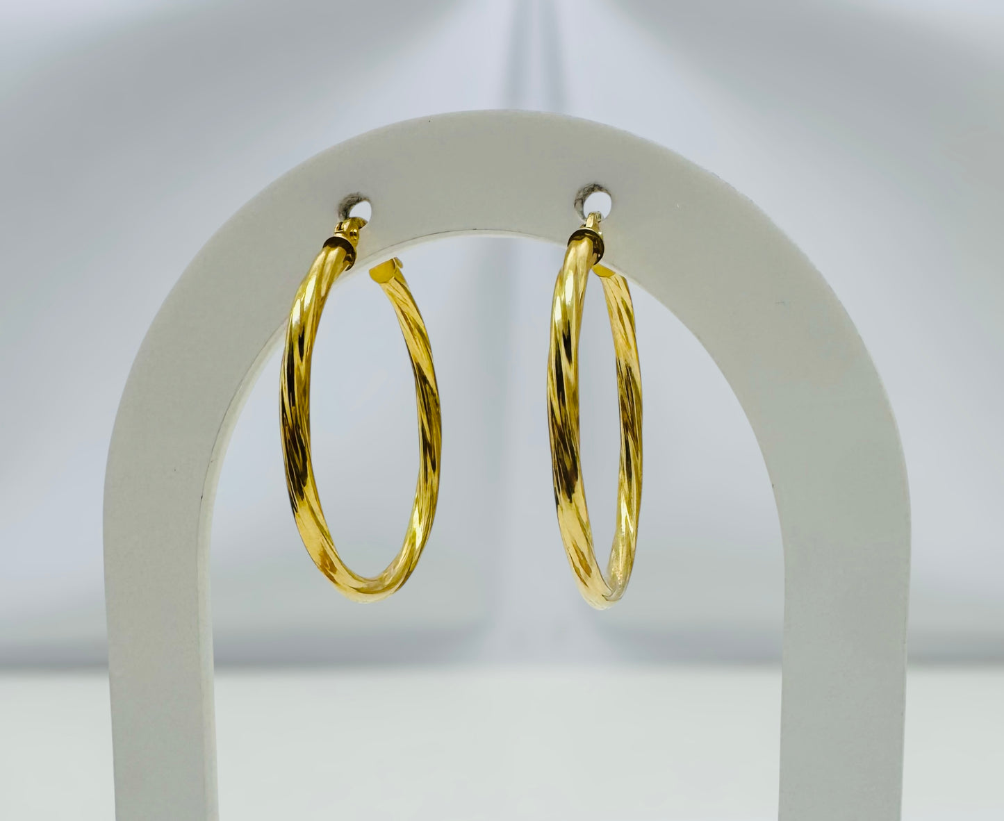 Argollas torcidas lisas 2mm 10k