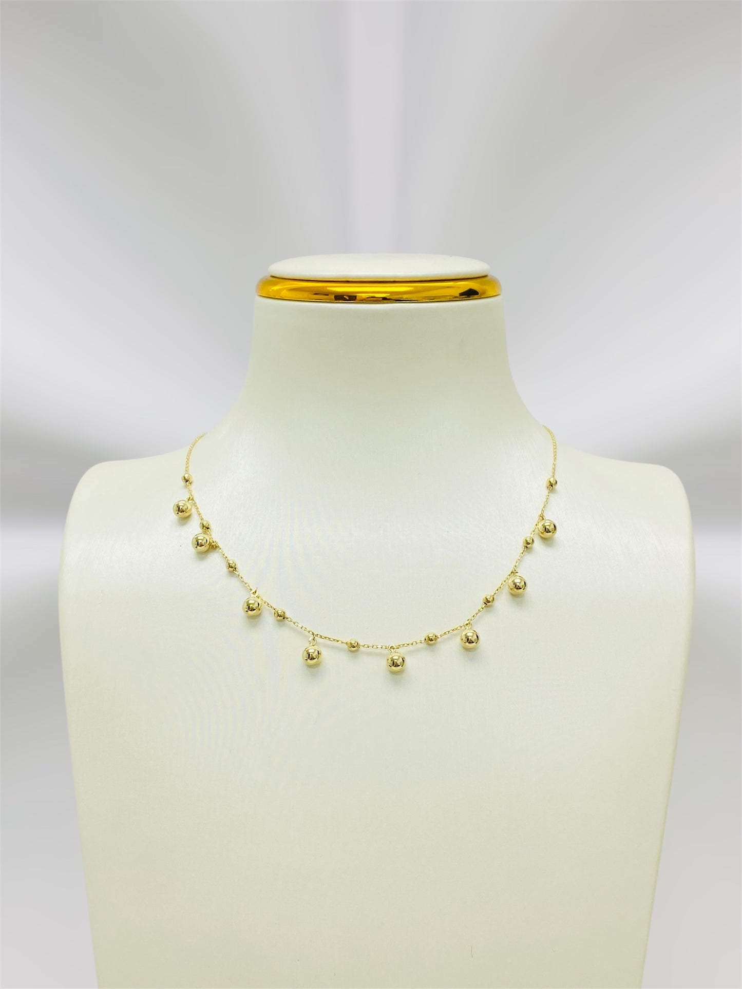 Cadena balines colgantes 14k
