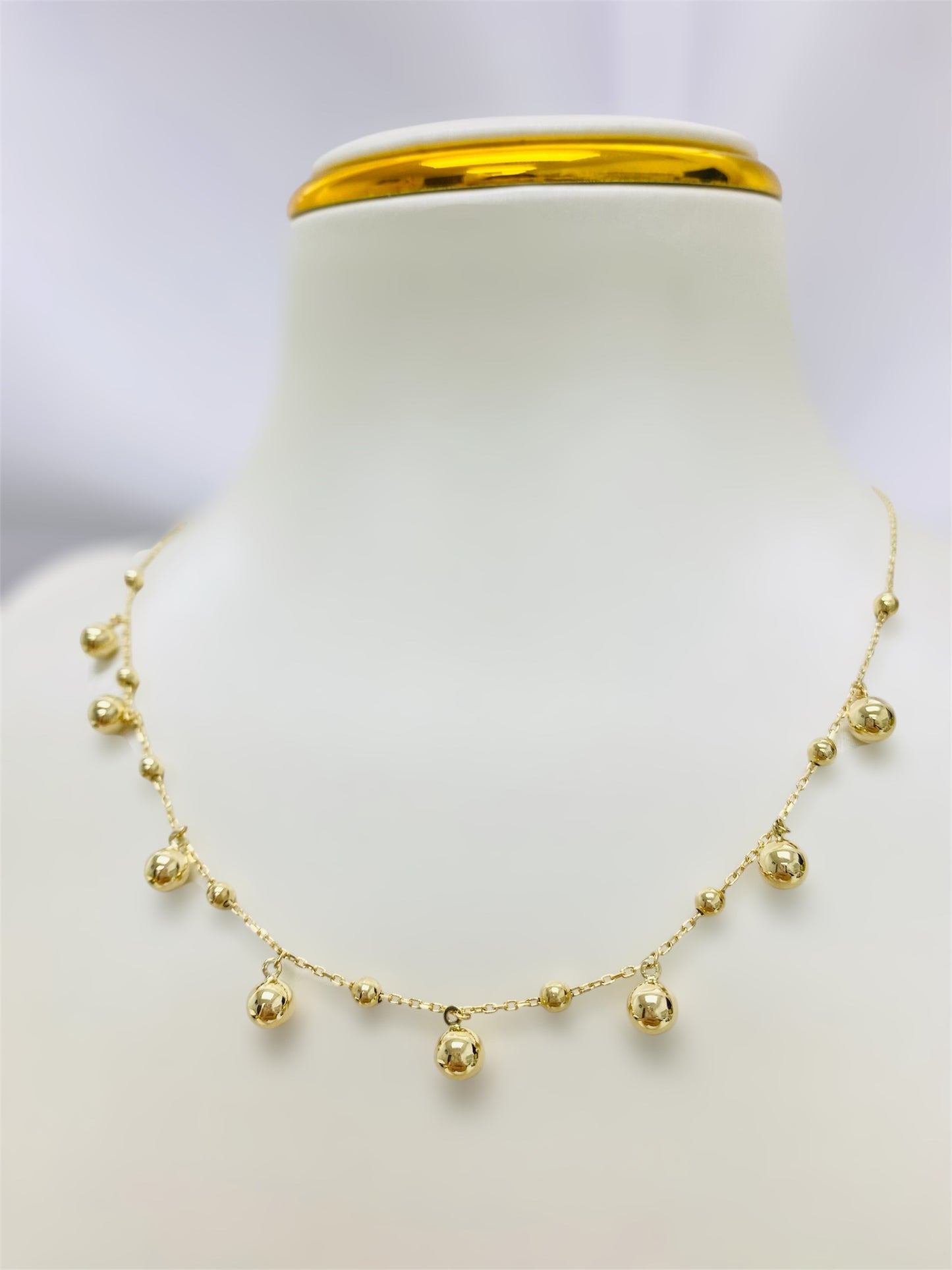 Cadena balines colgantes 14k