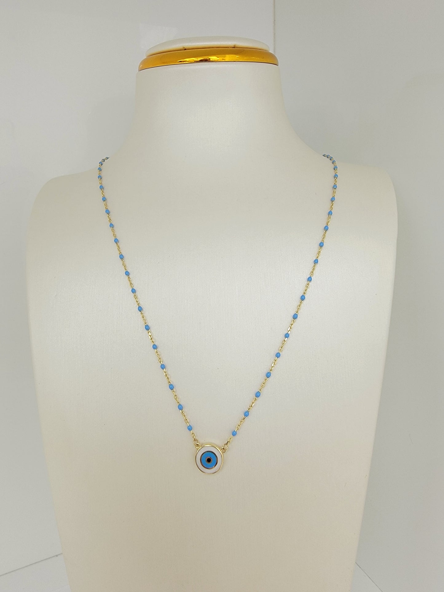 Cadena con dije de ojo turco 14k