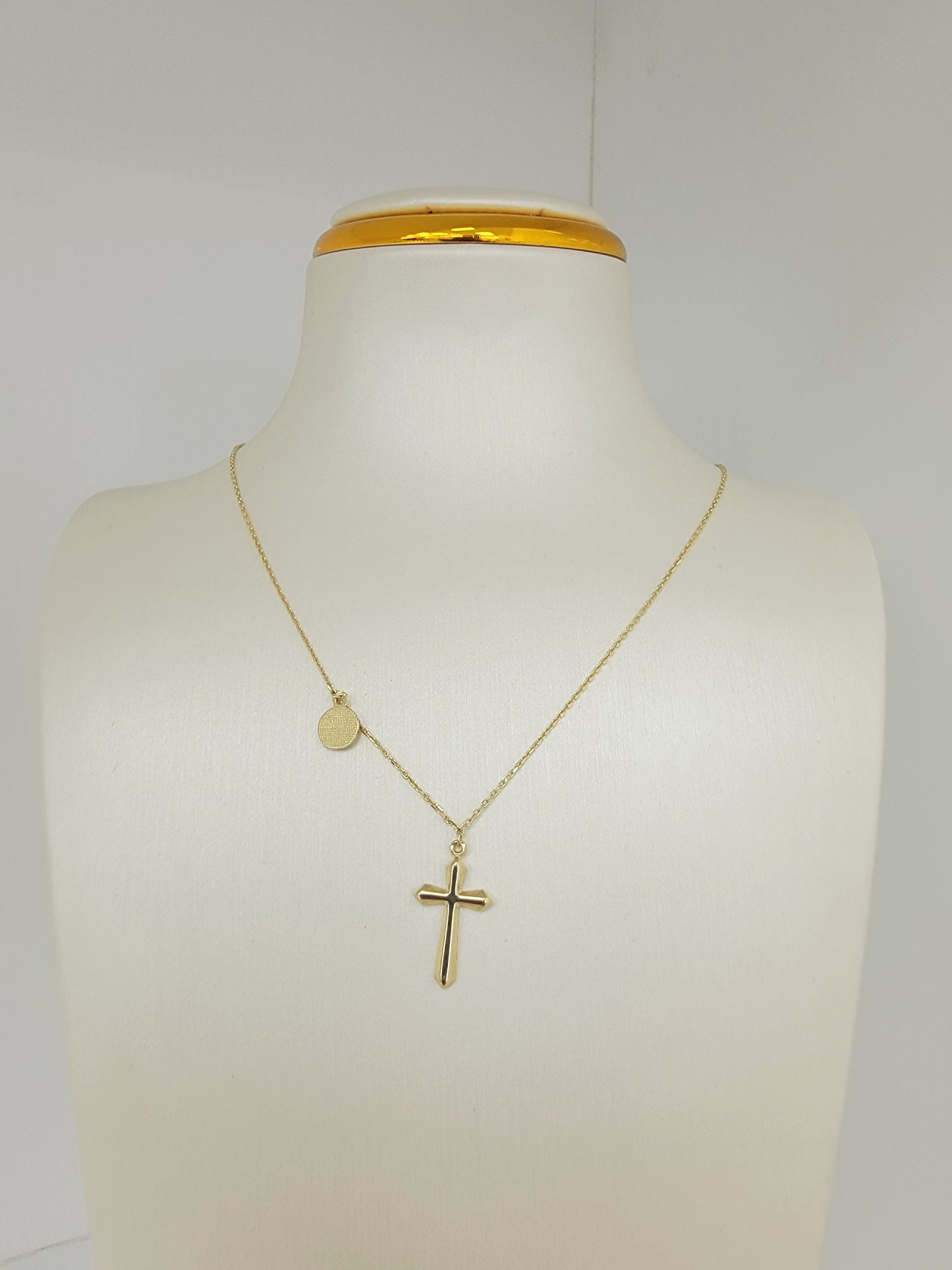 Cadena con dije de cruz 14K
