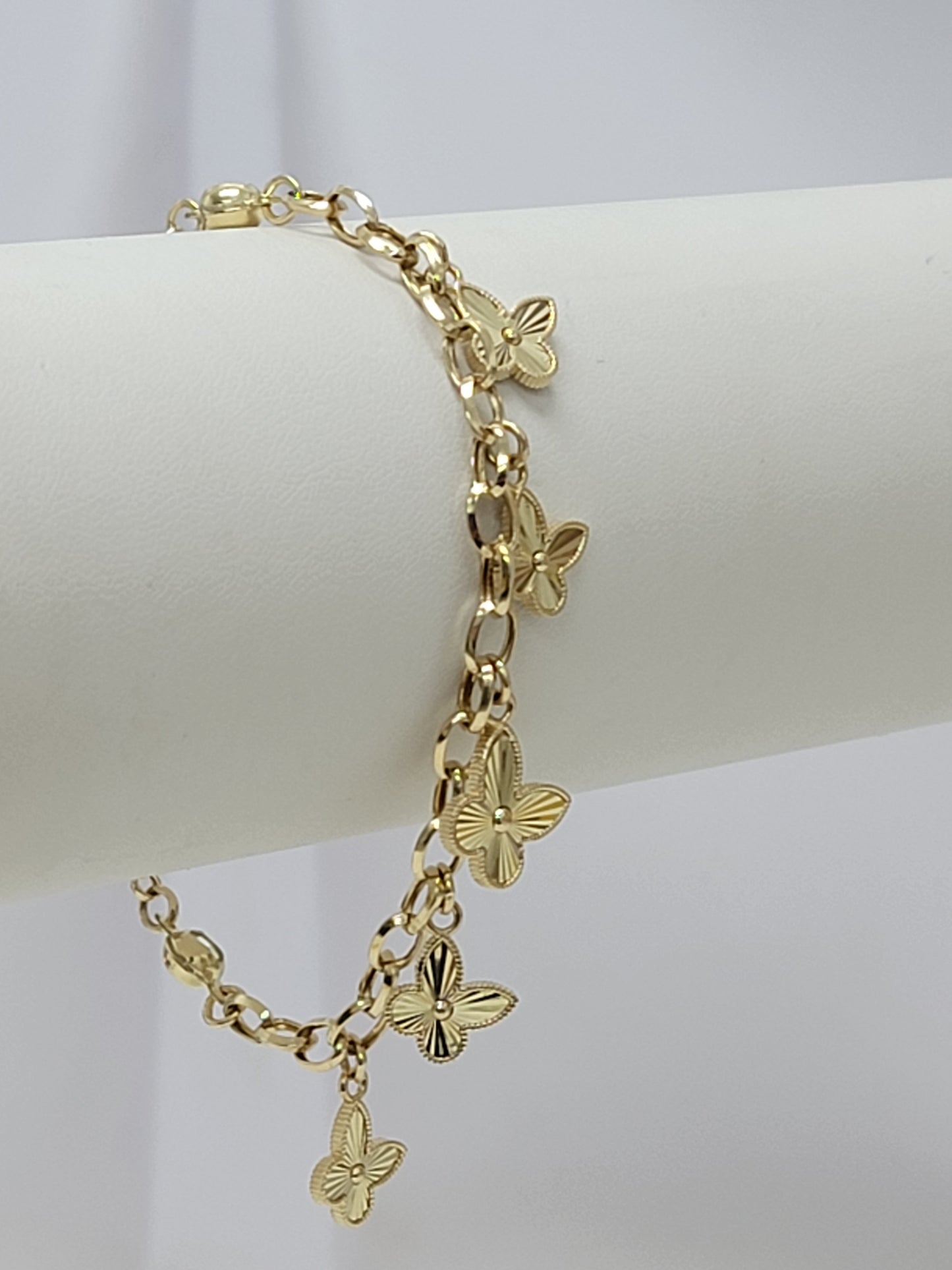 Pulsera colgantes mariposas 14k