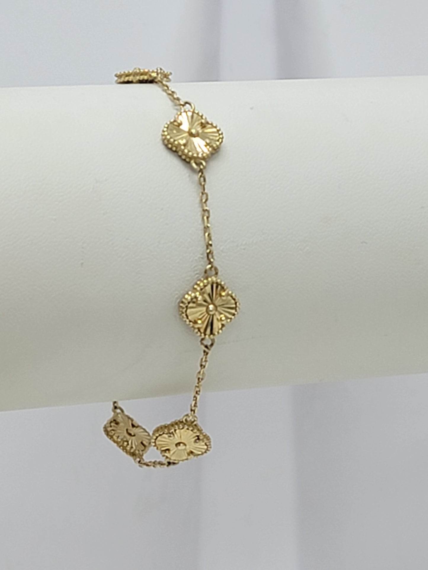 Pulsera clover 5 flores 14k