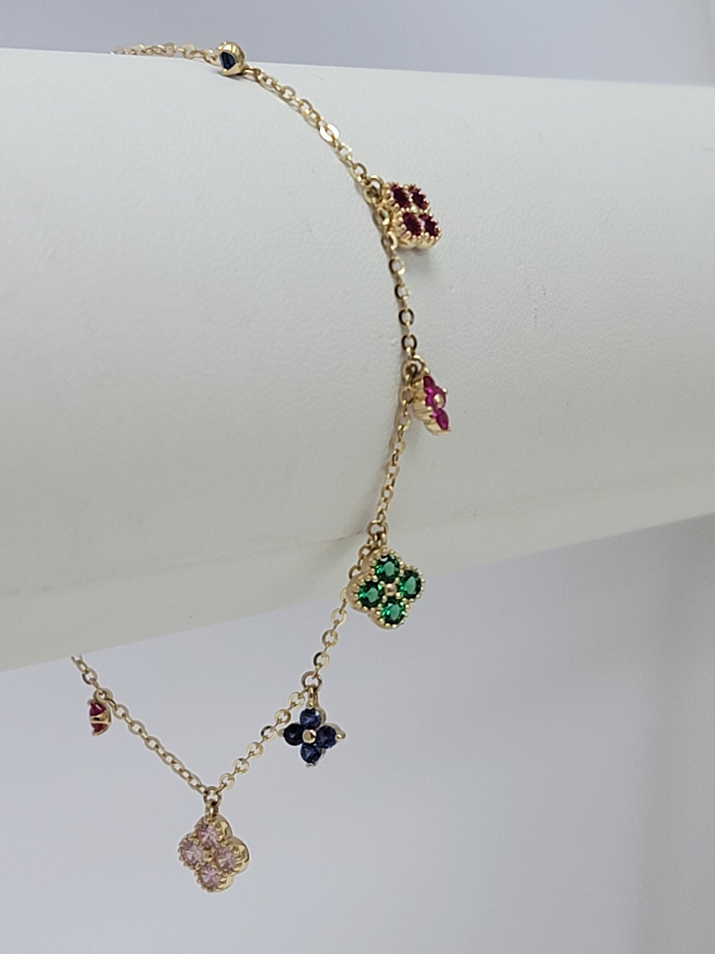 Pulsera colgantes clover 14k