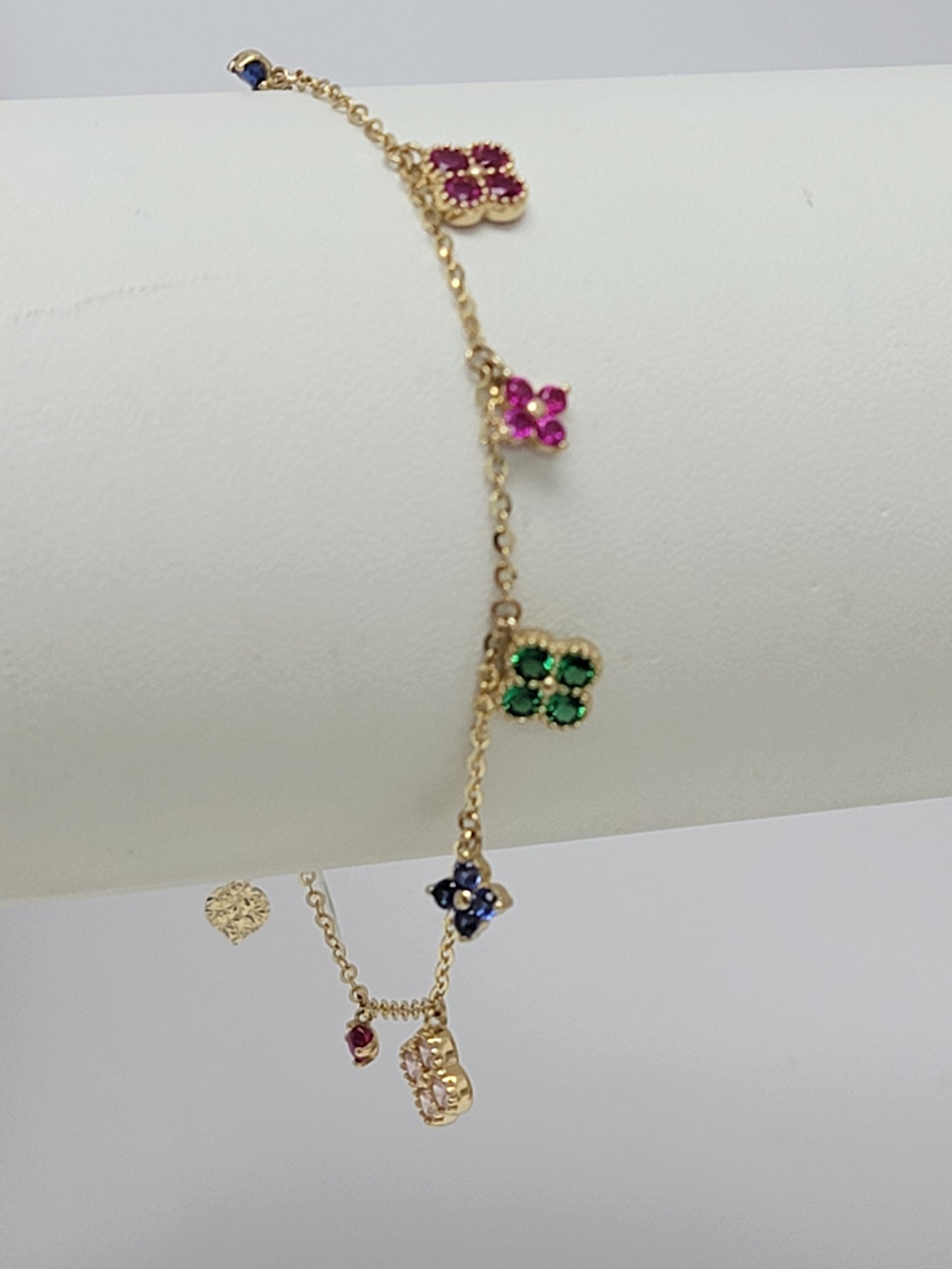 Pulsera colgantes clover 14k