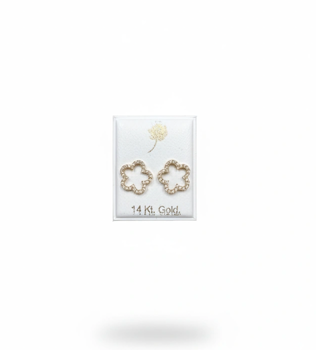 Aretes de flor  14K