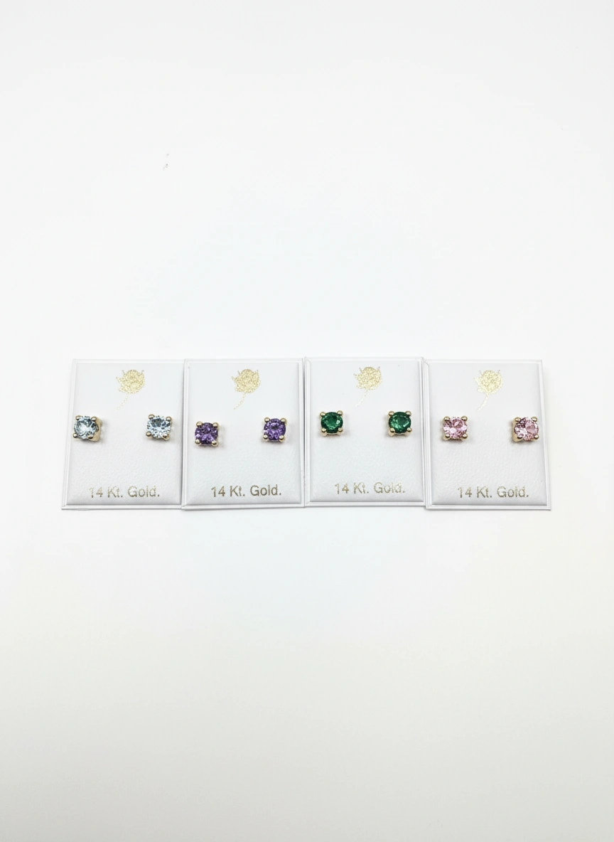 Aretes de piedras de colores 14K