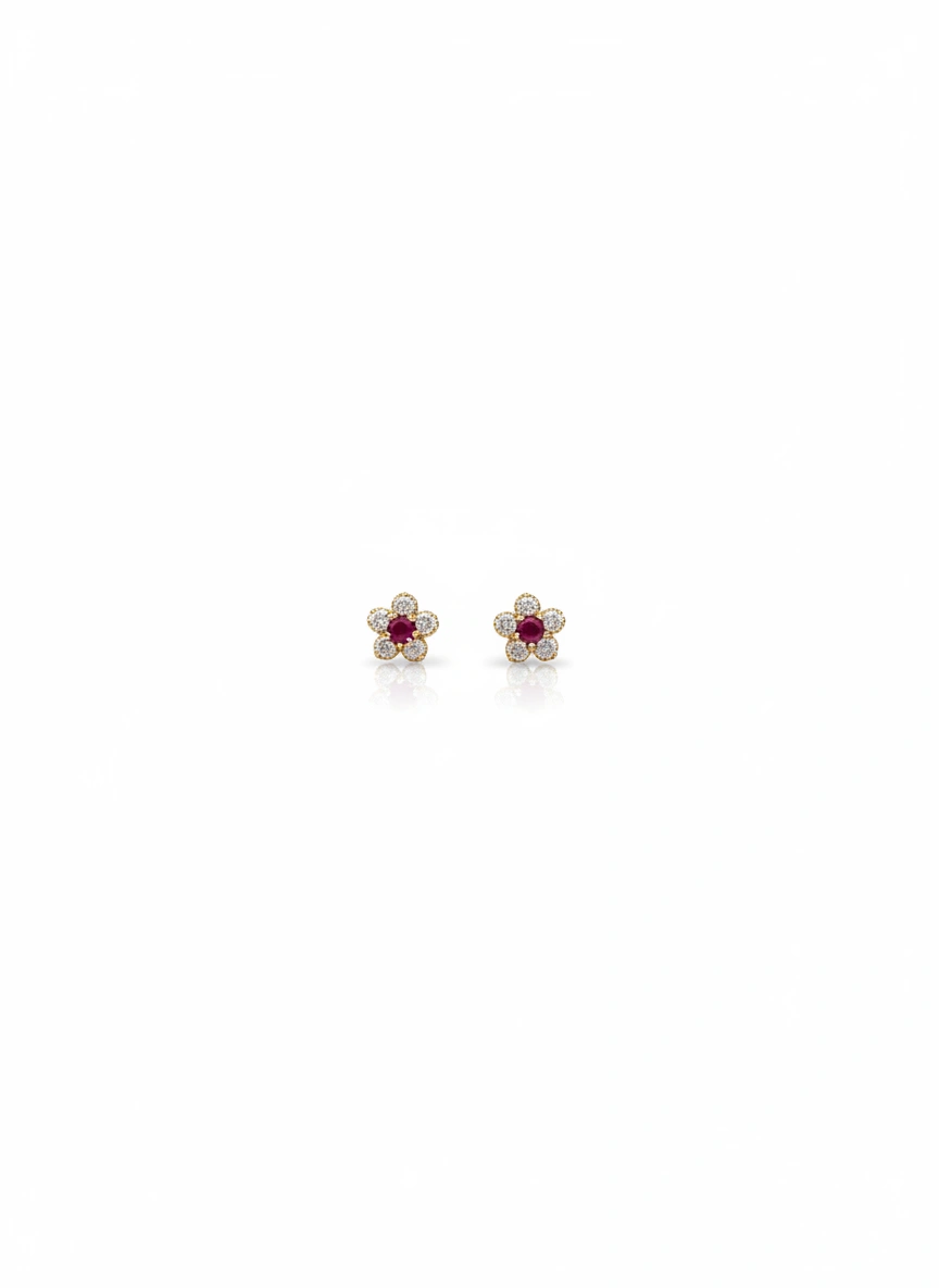 Aretes de flor 14k