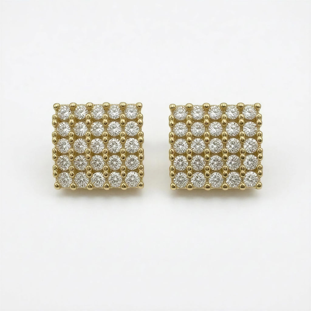 Aretes Cuadrados de Zirconia 10k