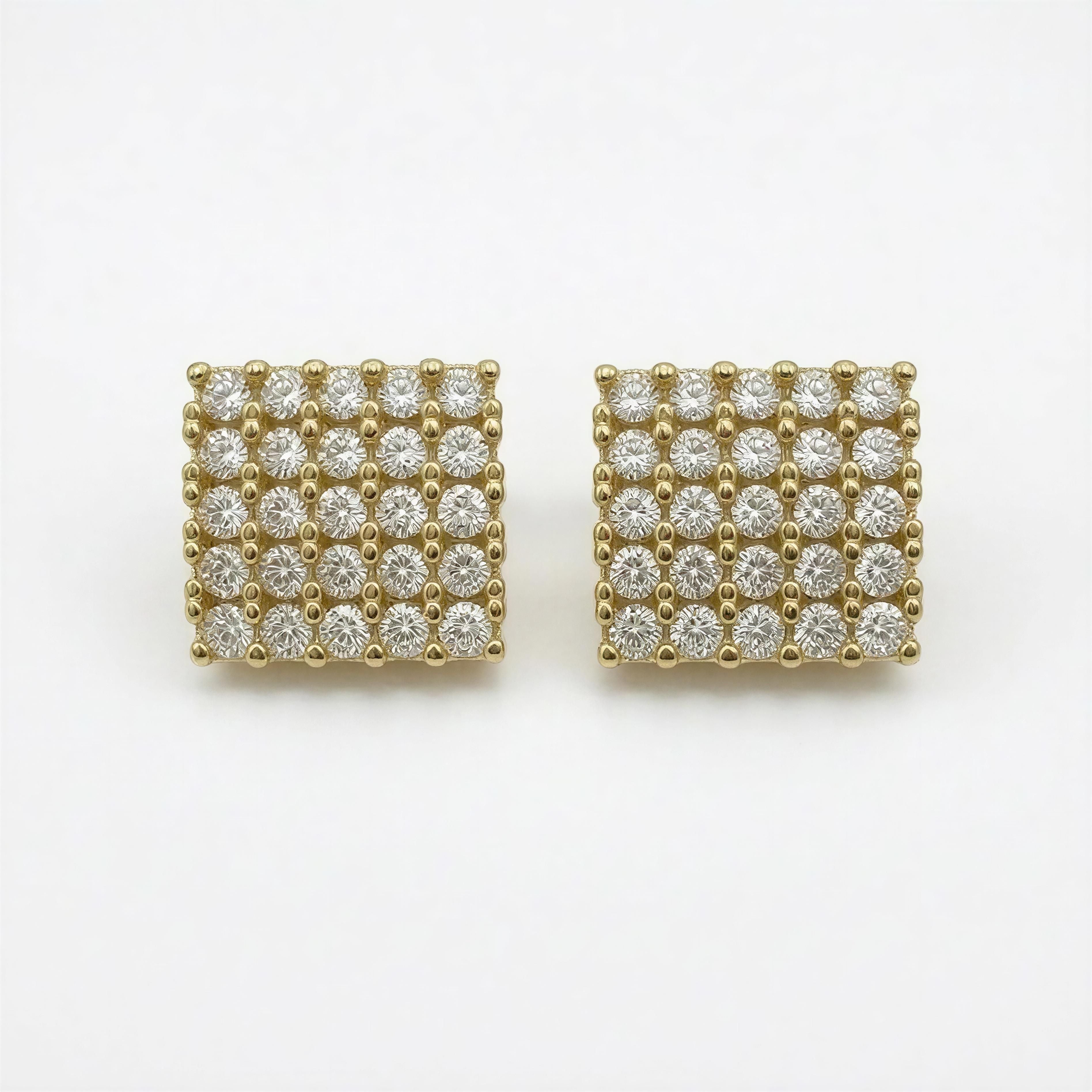 Aretes Cuadrados de Zirconia 10k