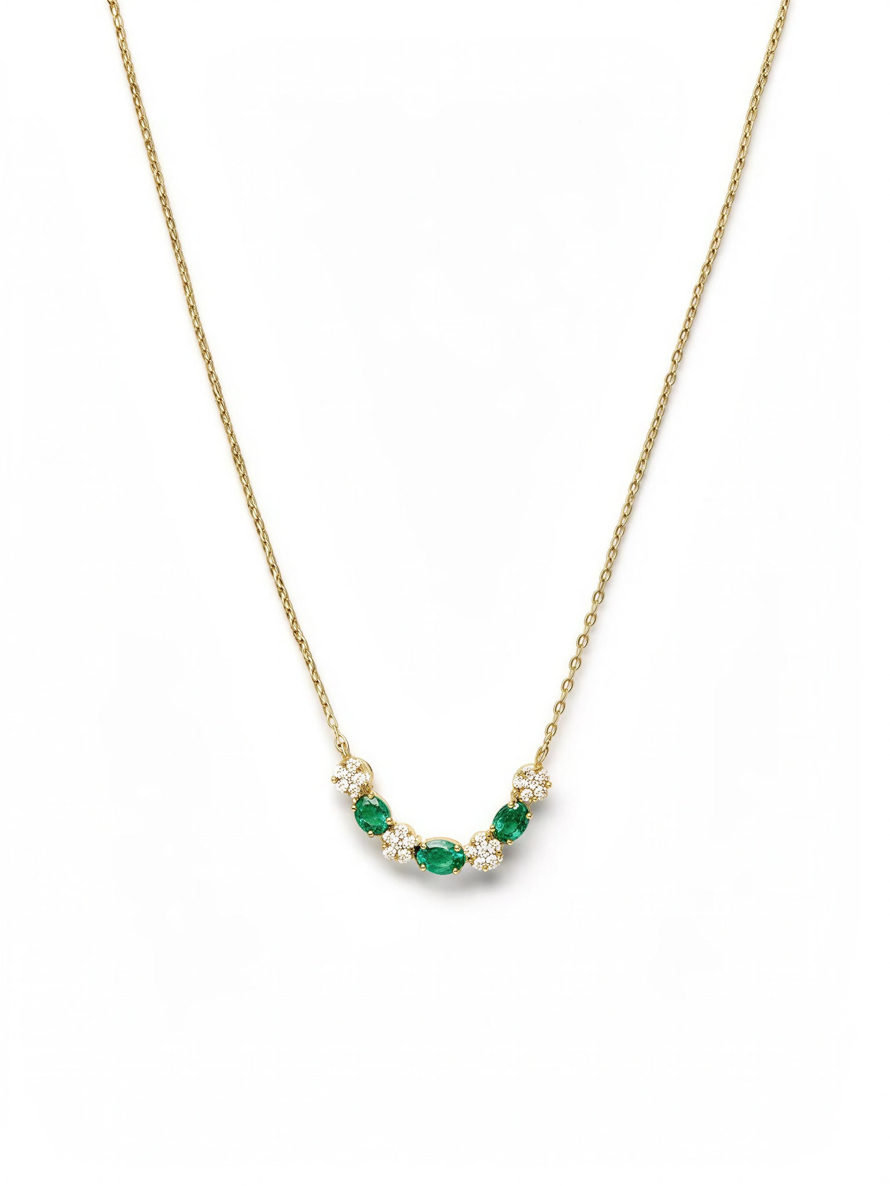 Cadena esmeralda y diamante natural 10k size 18