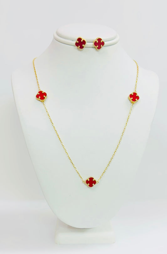 Set de Flores Rojas 14k