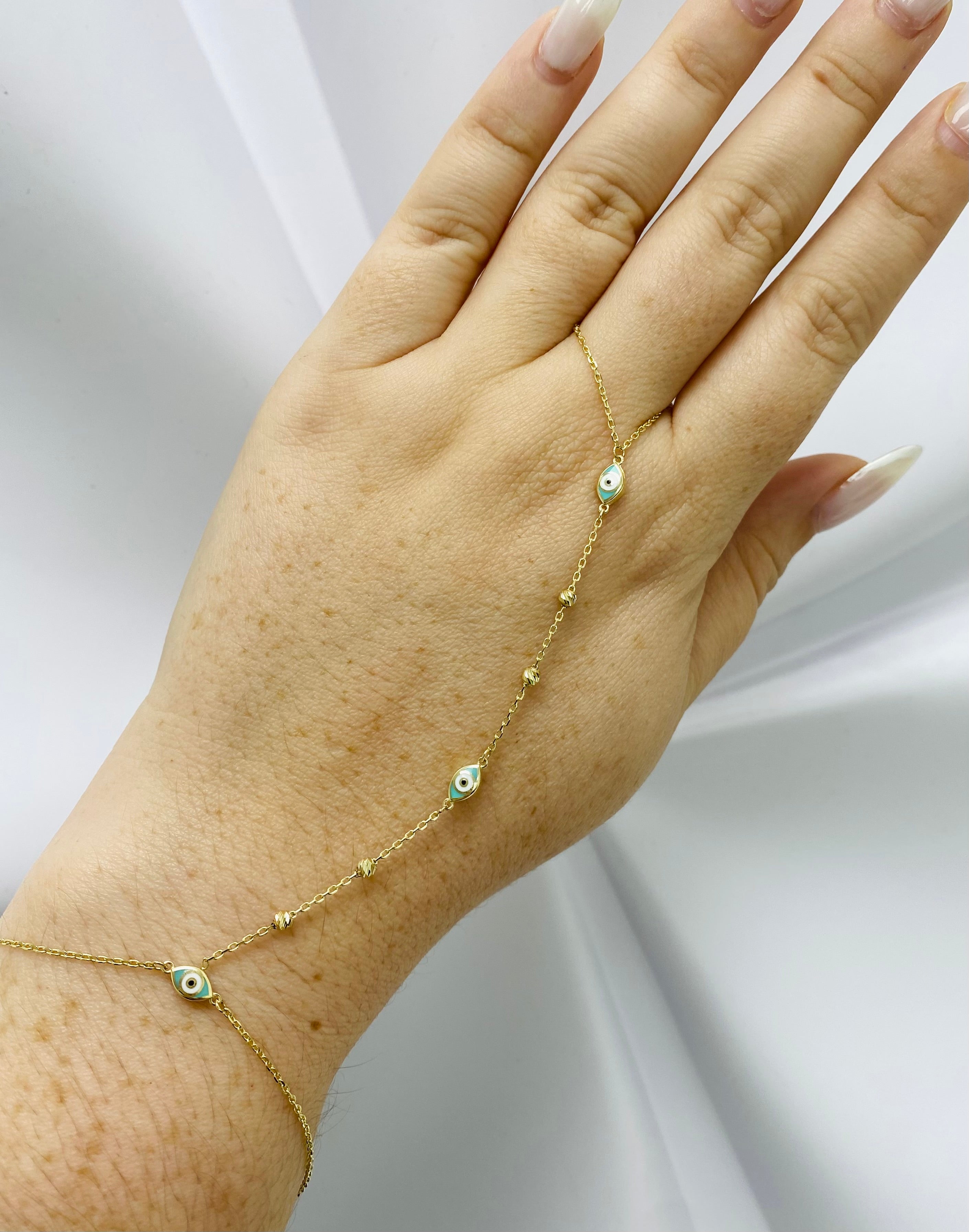 Pulsera clon con ojo turco 14k