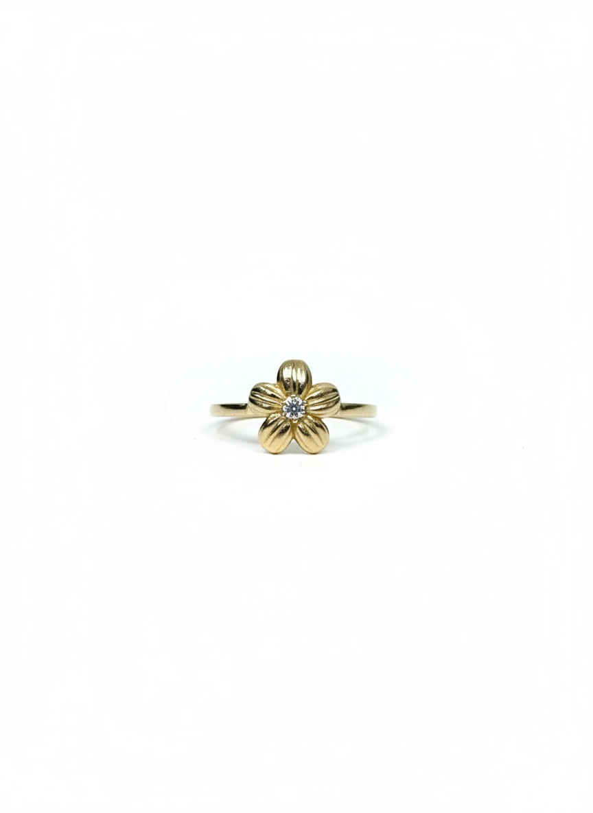 Anillo flor 14k