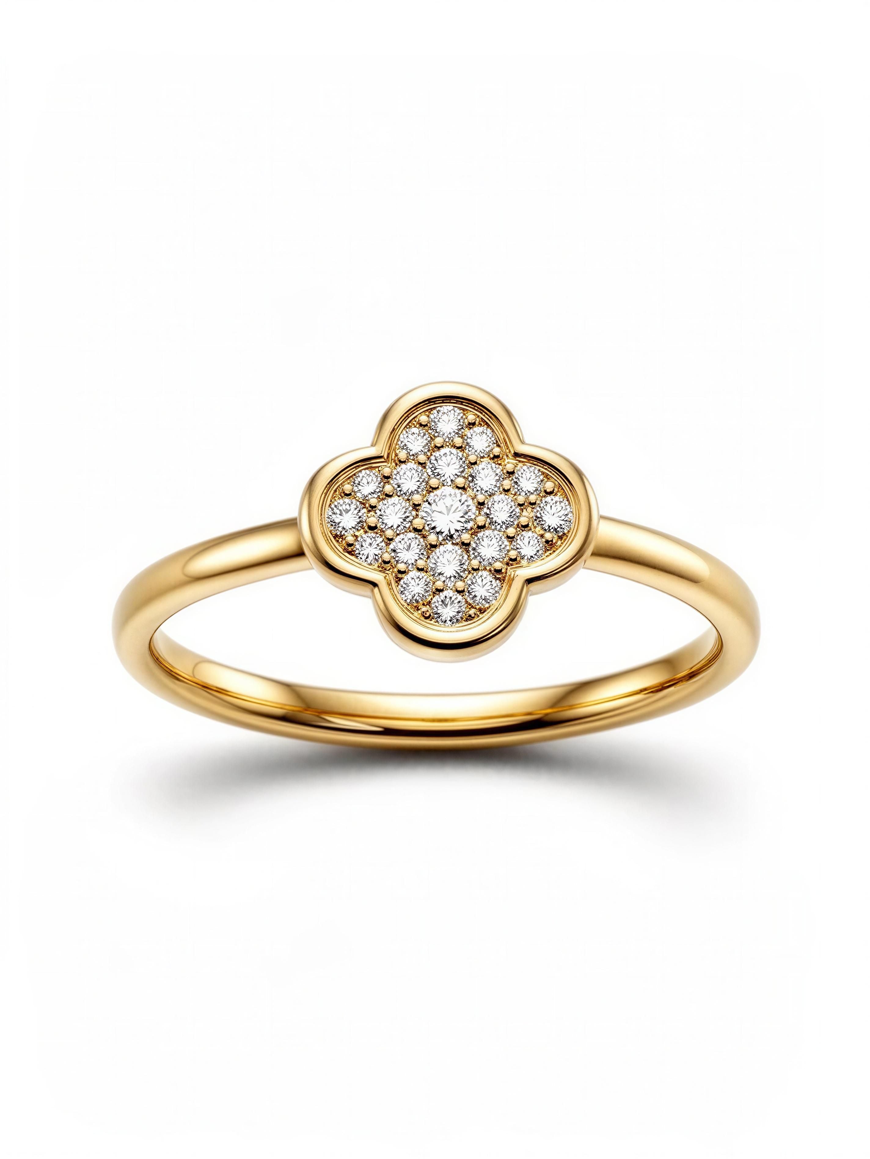Anillo flor diamante natural 10k
