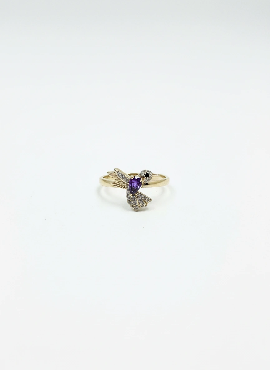 Anillo colibrí 10k - Rosado