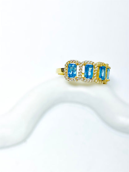 Anillo piedra azul 14K