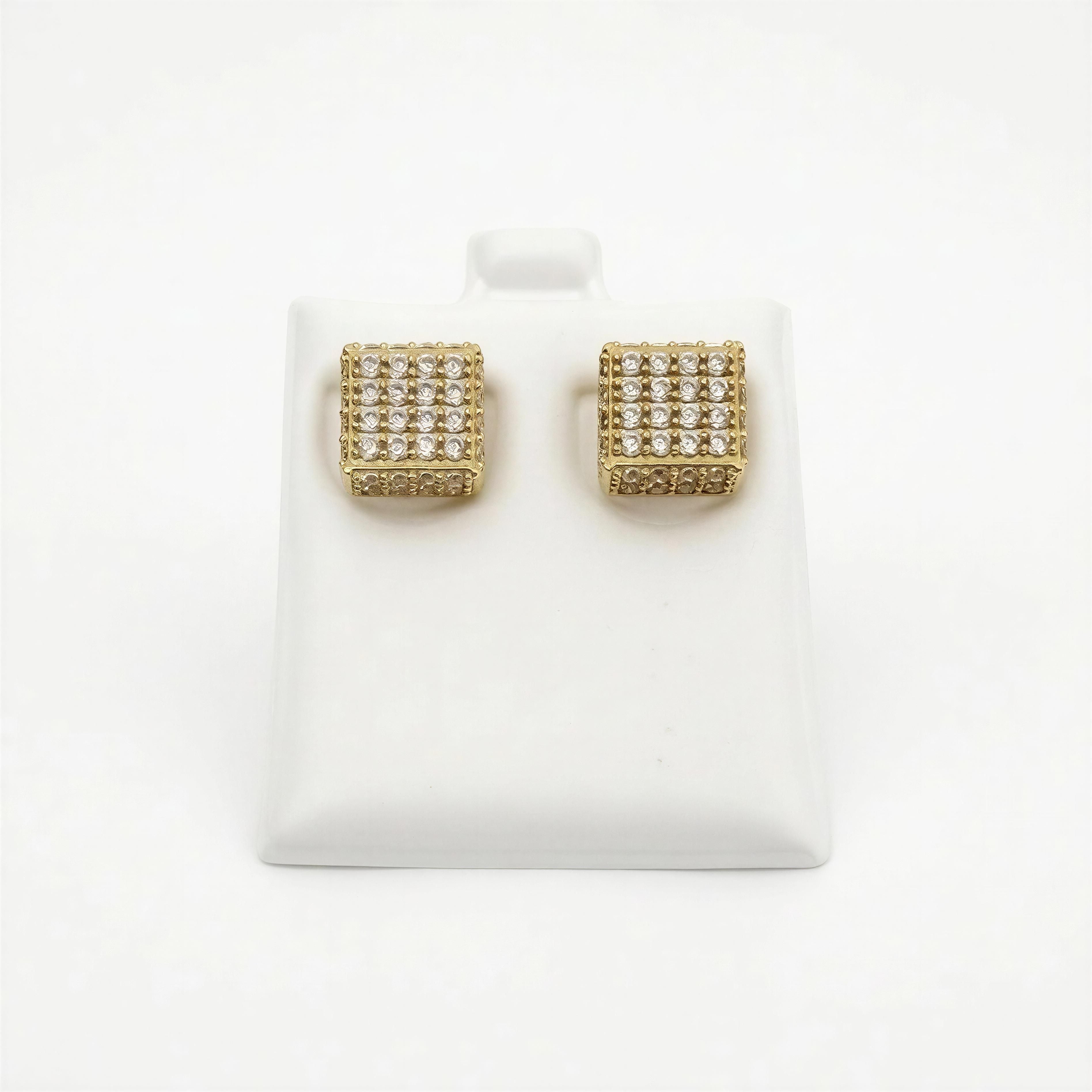 Aretes cuadrados de piedras 10k