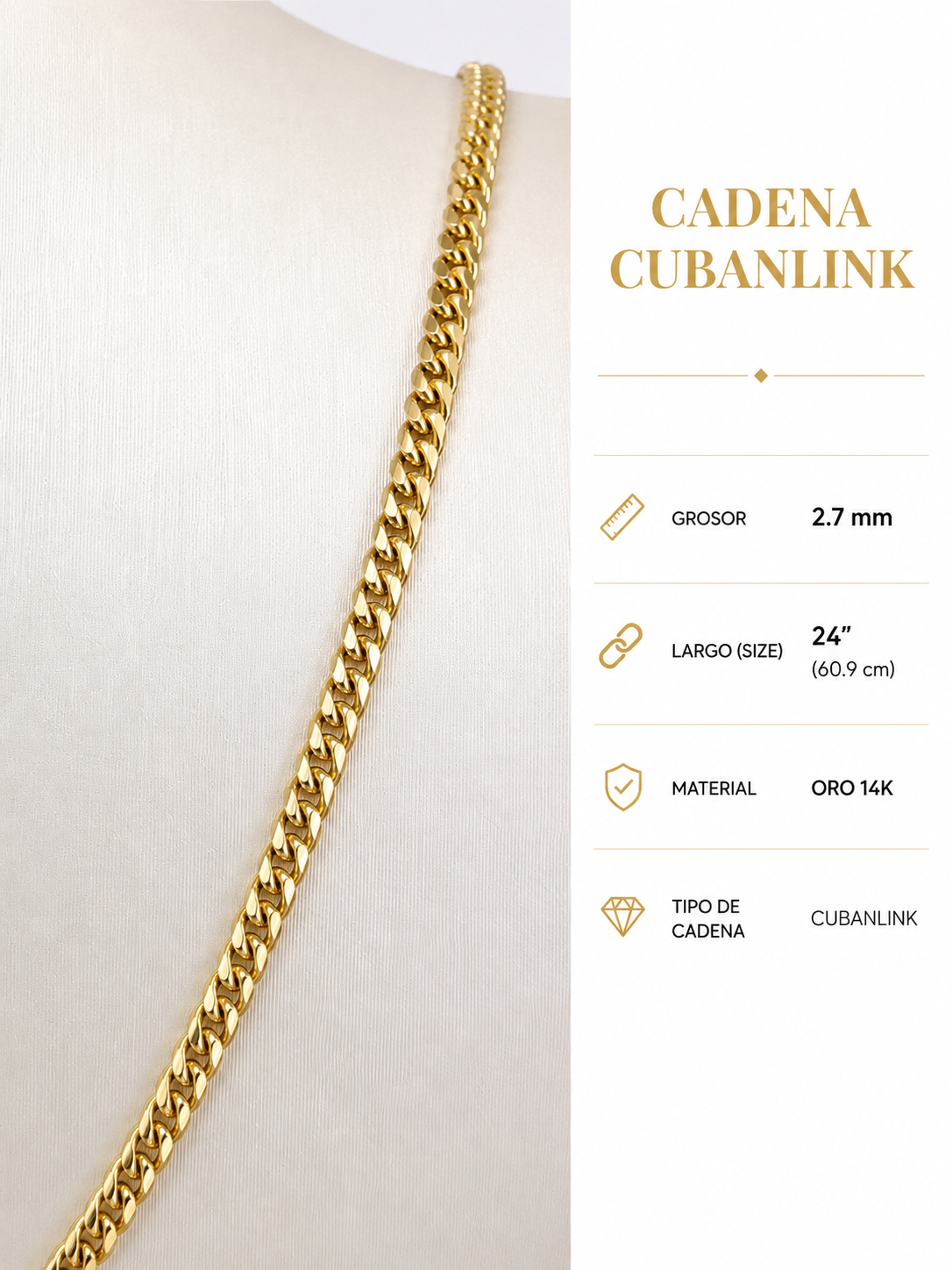 Cadena CubanLink 14k