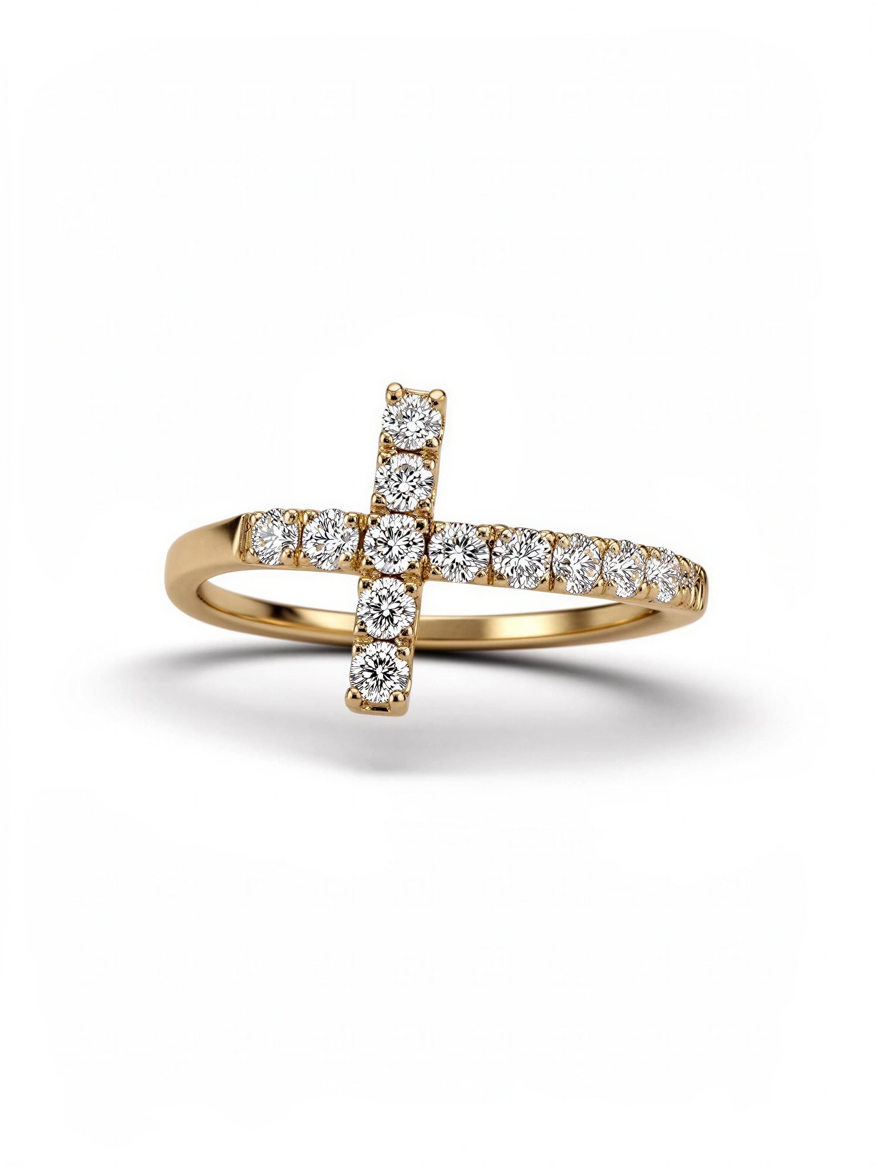 Anillo cruz diamantes naturales 10k