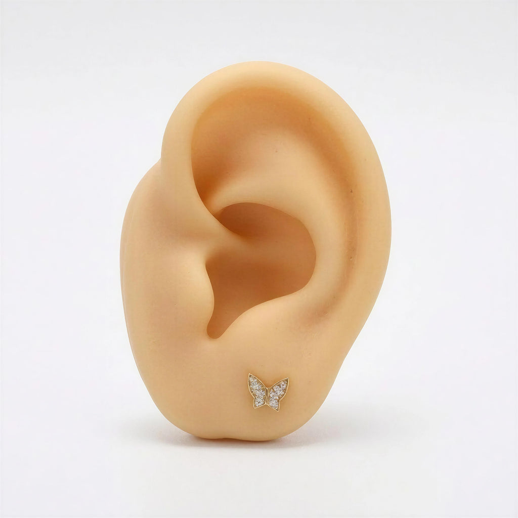 Aretes mariposa pequeñas 14k