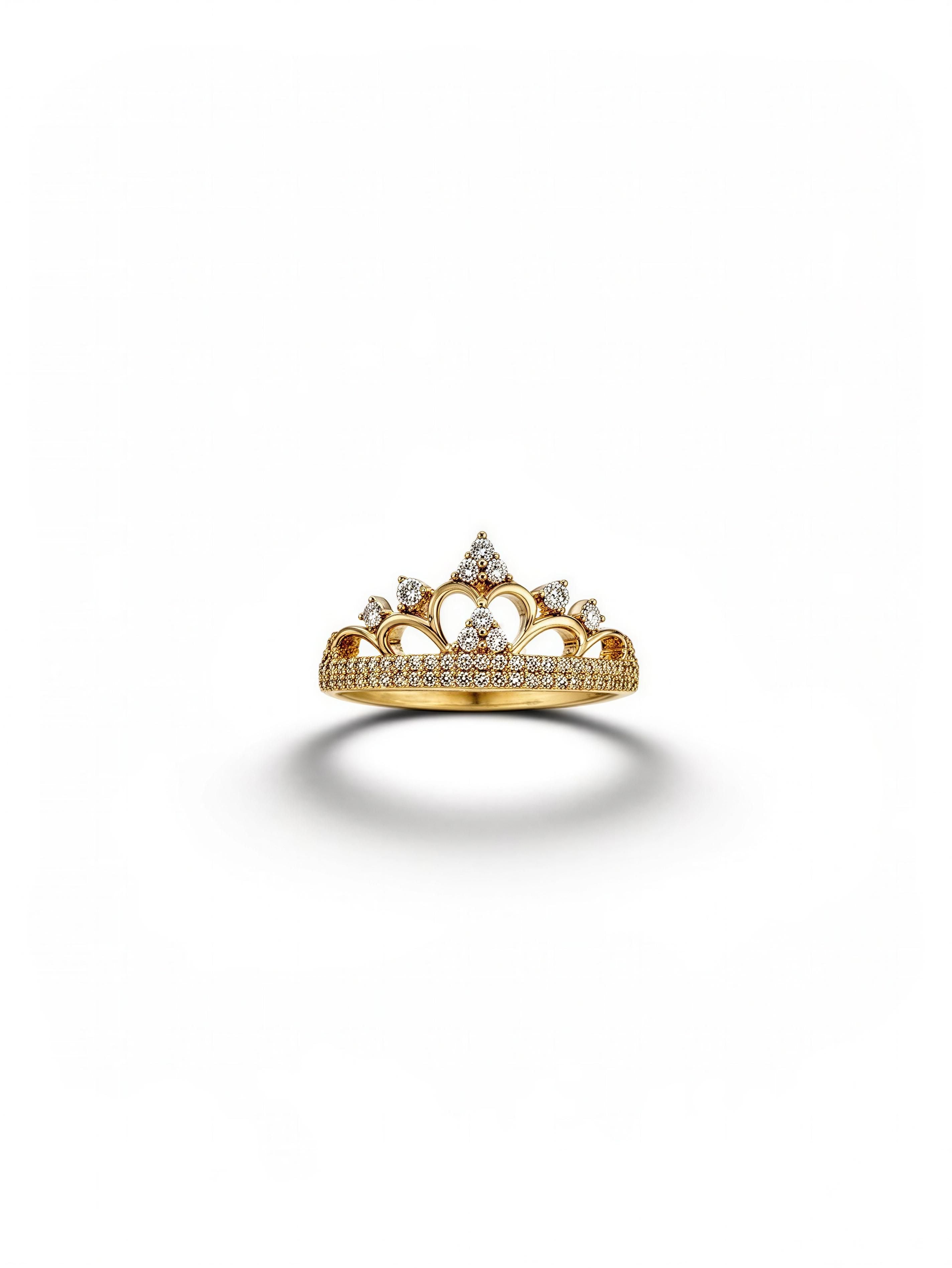 Anillo corona diamantes naturales 10k