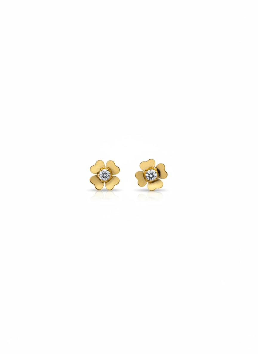 Aretes de flor  14K
