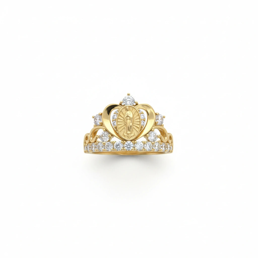 Anillo de corona virgen de guadalupe 10K