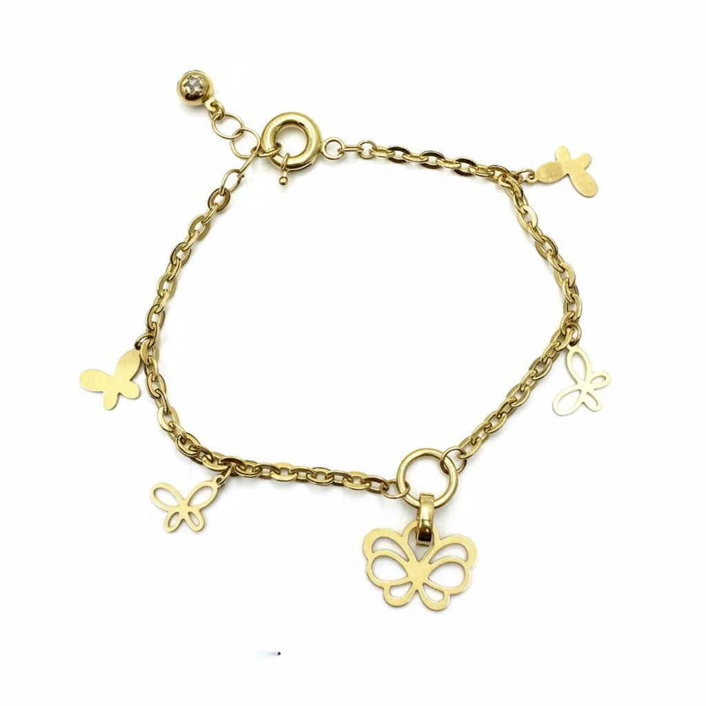 Pulsera de colgantes de mariposas 14k