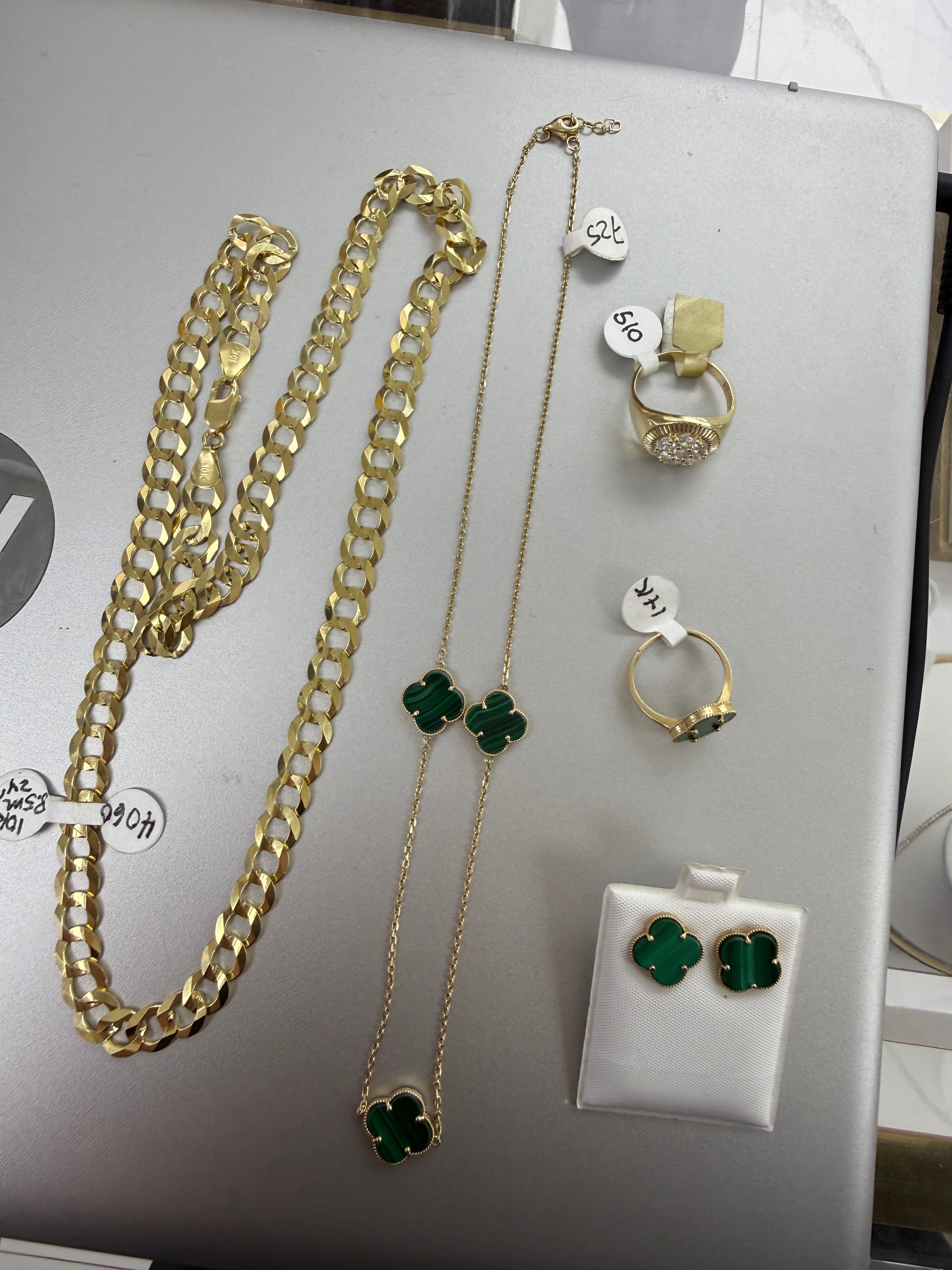 Cadena corte brillo 10k set clover