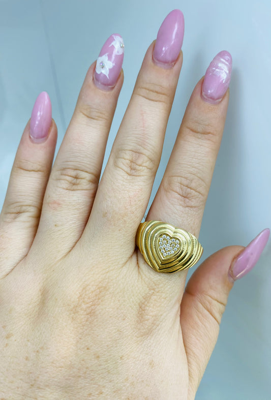 Anillo corazón 14k