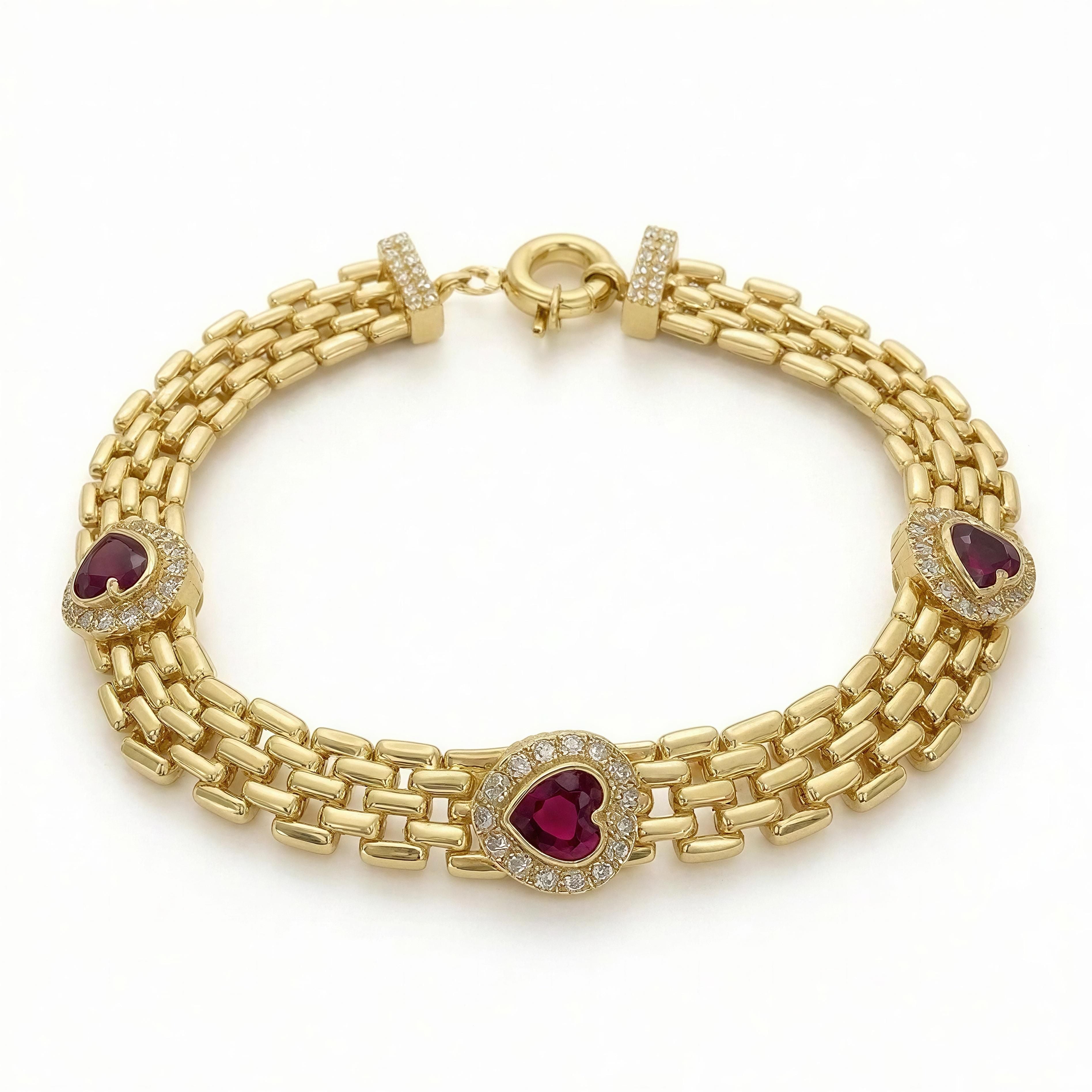 Pulsera de Mujer de corazones 10k