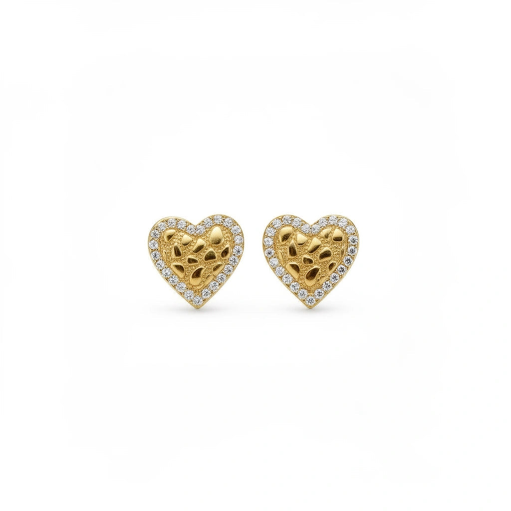 Aretes de corazón 14k