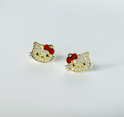 Aretes hello kitty 14k