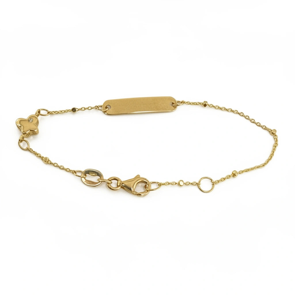 Pulsera placa para niña 14k