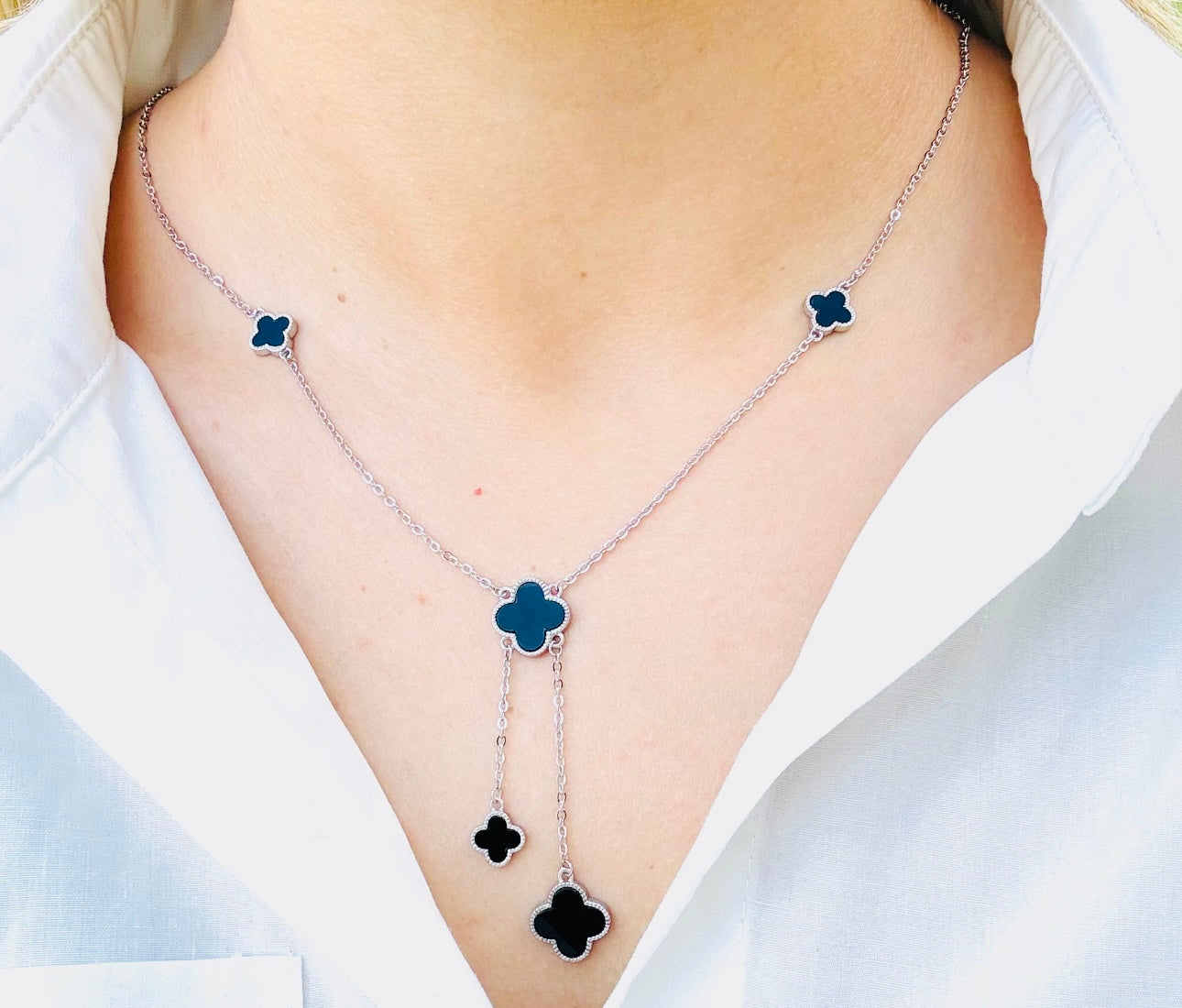 Cadena de tréboles plata de ley 925