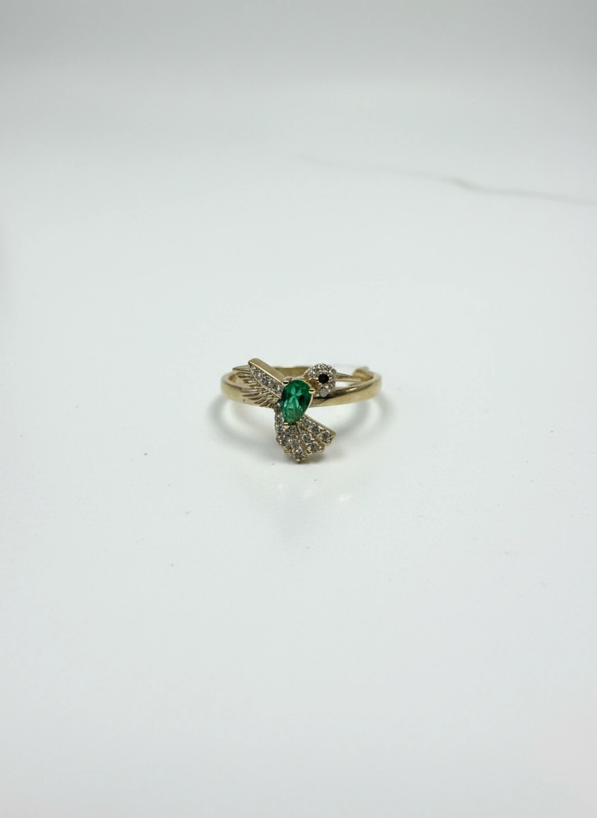 Anillo colibrí 10k - Verde