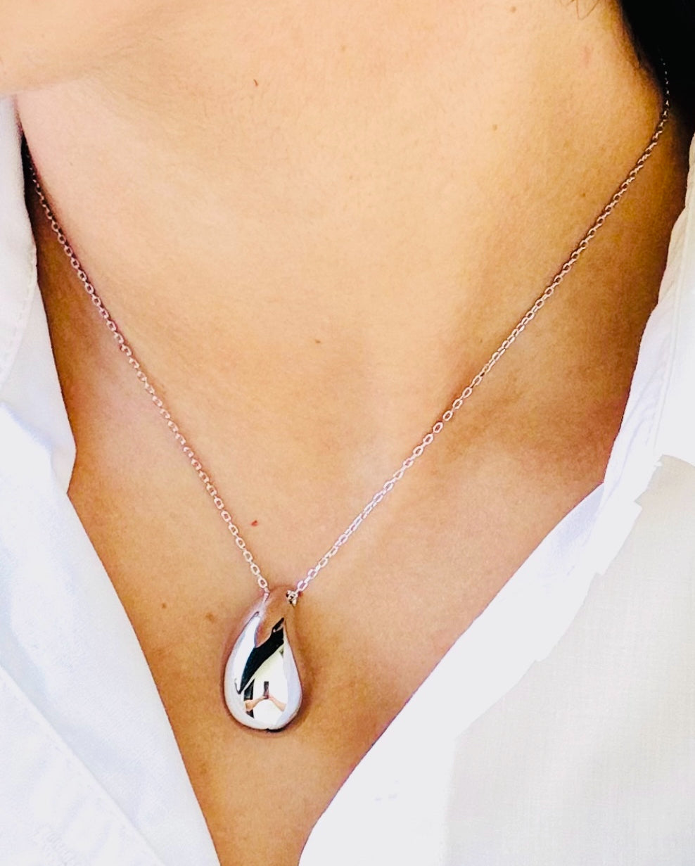 Set cadena y aretes de gotas plata de ley 925 - aretes