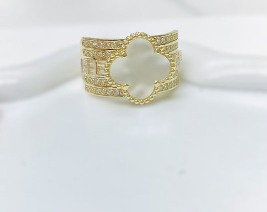 Anillo clover blanco 10K