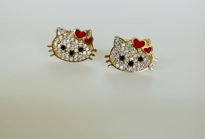 Aretes hello kitty 14k