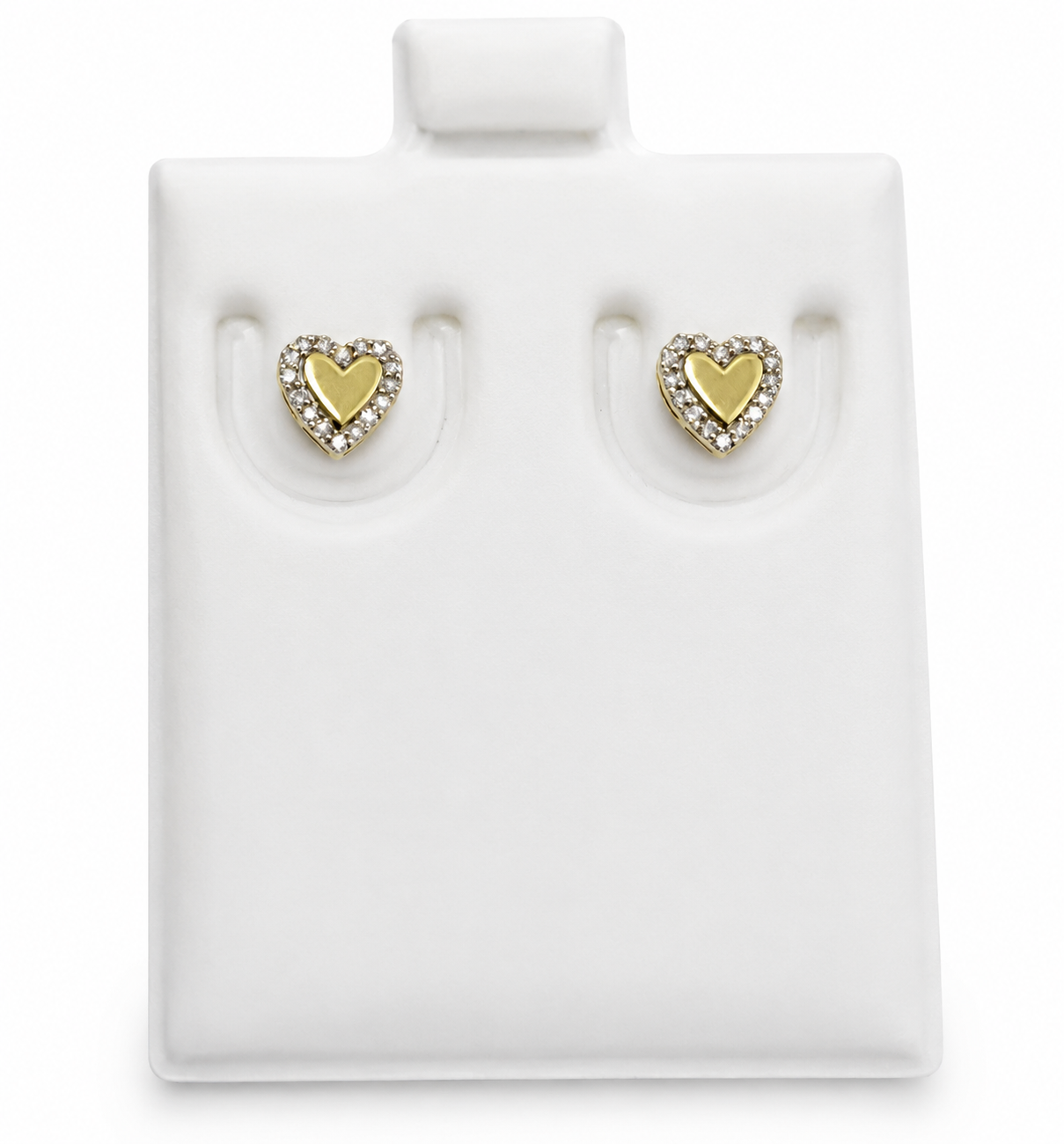 Aretes de corazón con diamantes 14k
