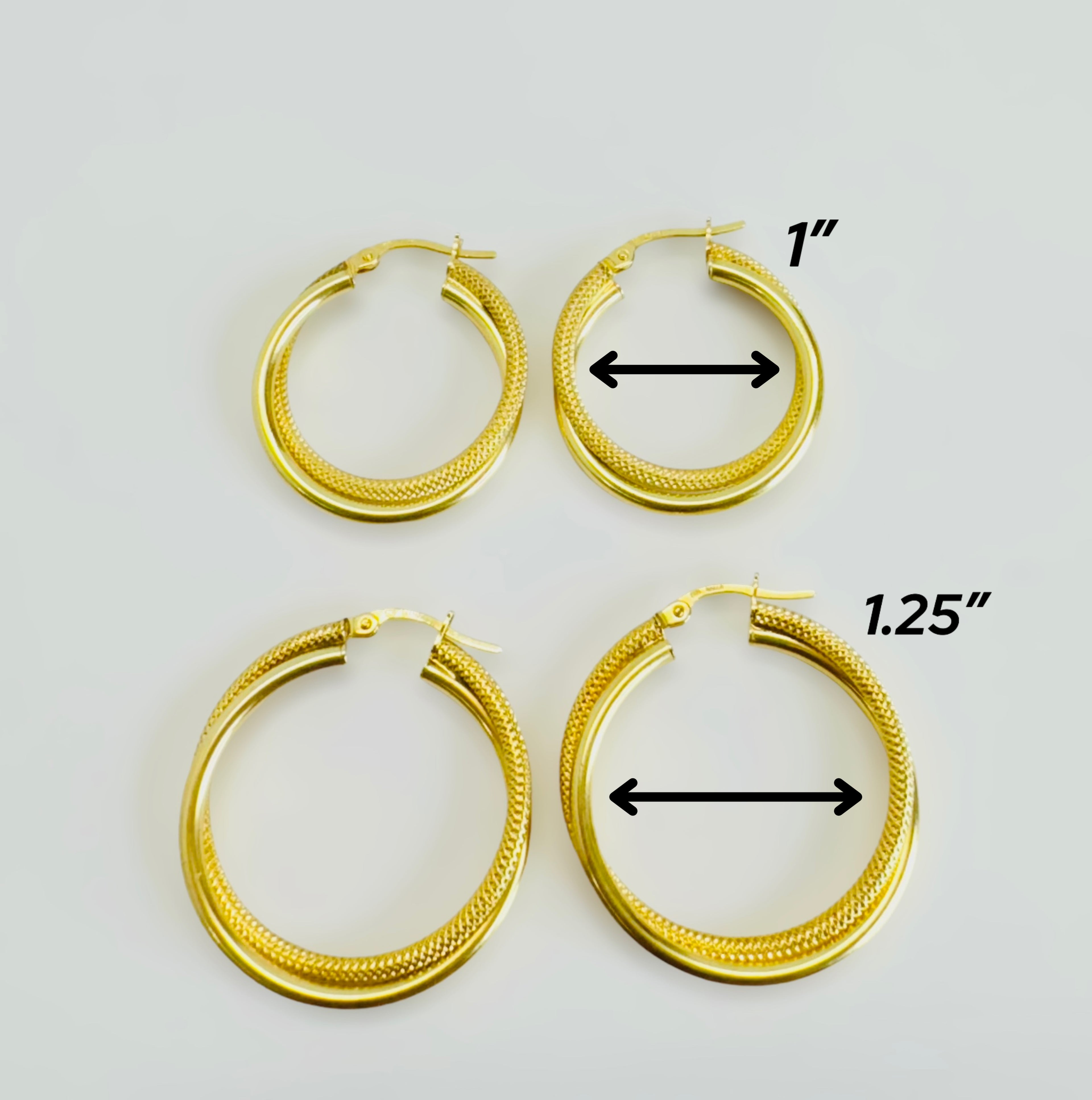 Argollas torcidas combinadas 14k
