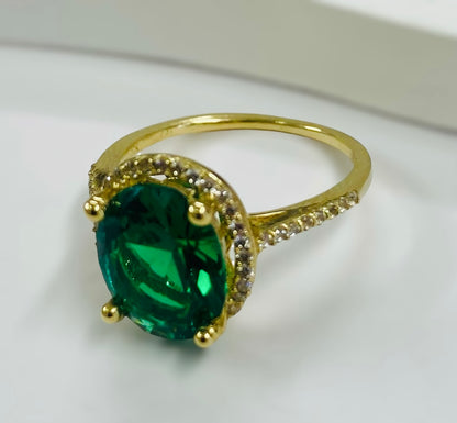 Anillo piedra verde 14K