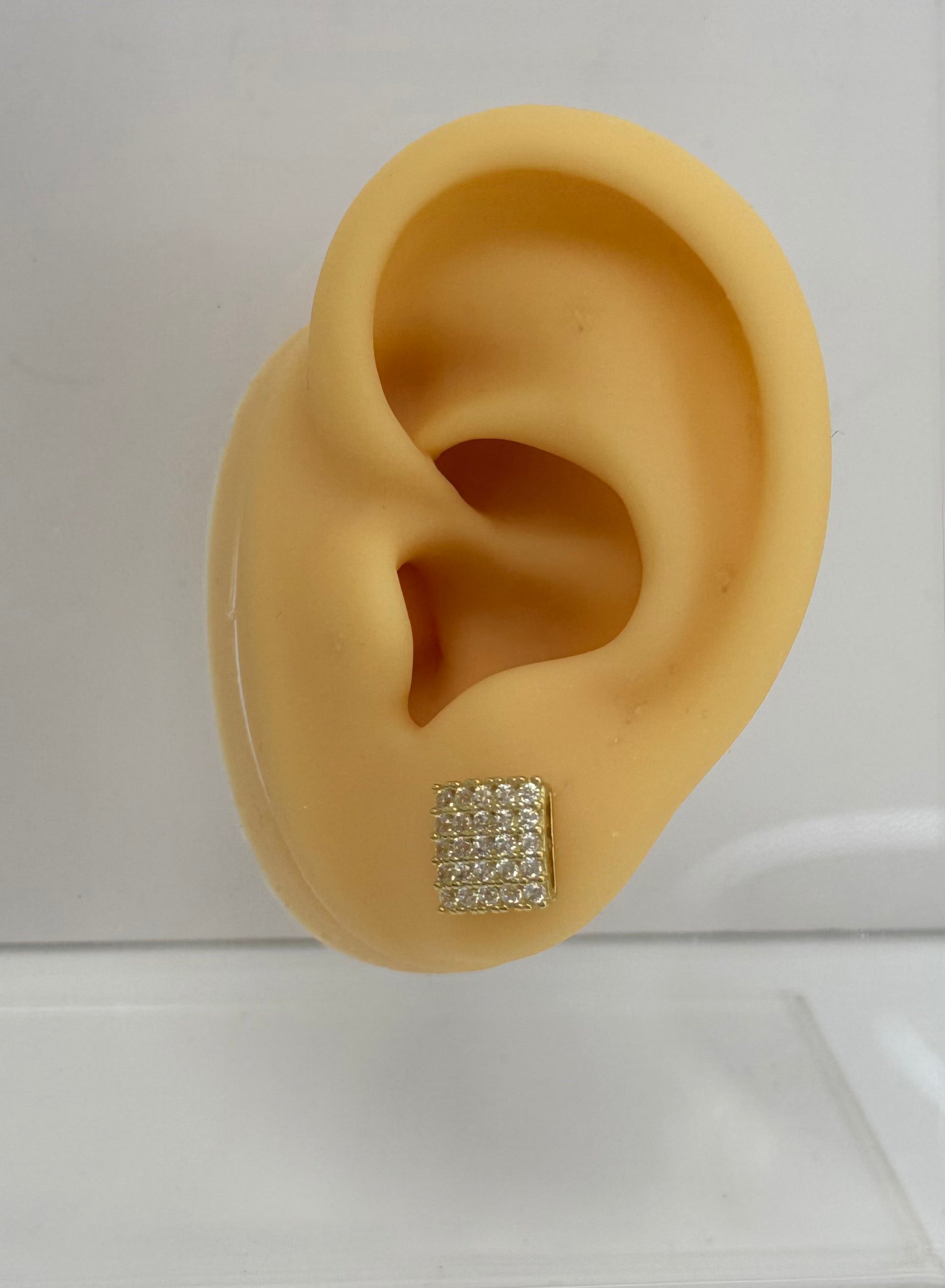 Aretes Cuadrados de Zirconia 10k