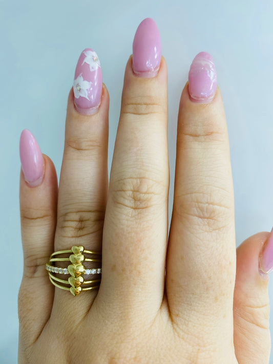 Anillo corazones 10k