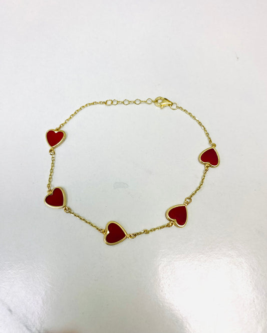 Pulsera de corazones 10K