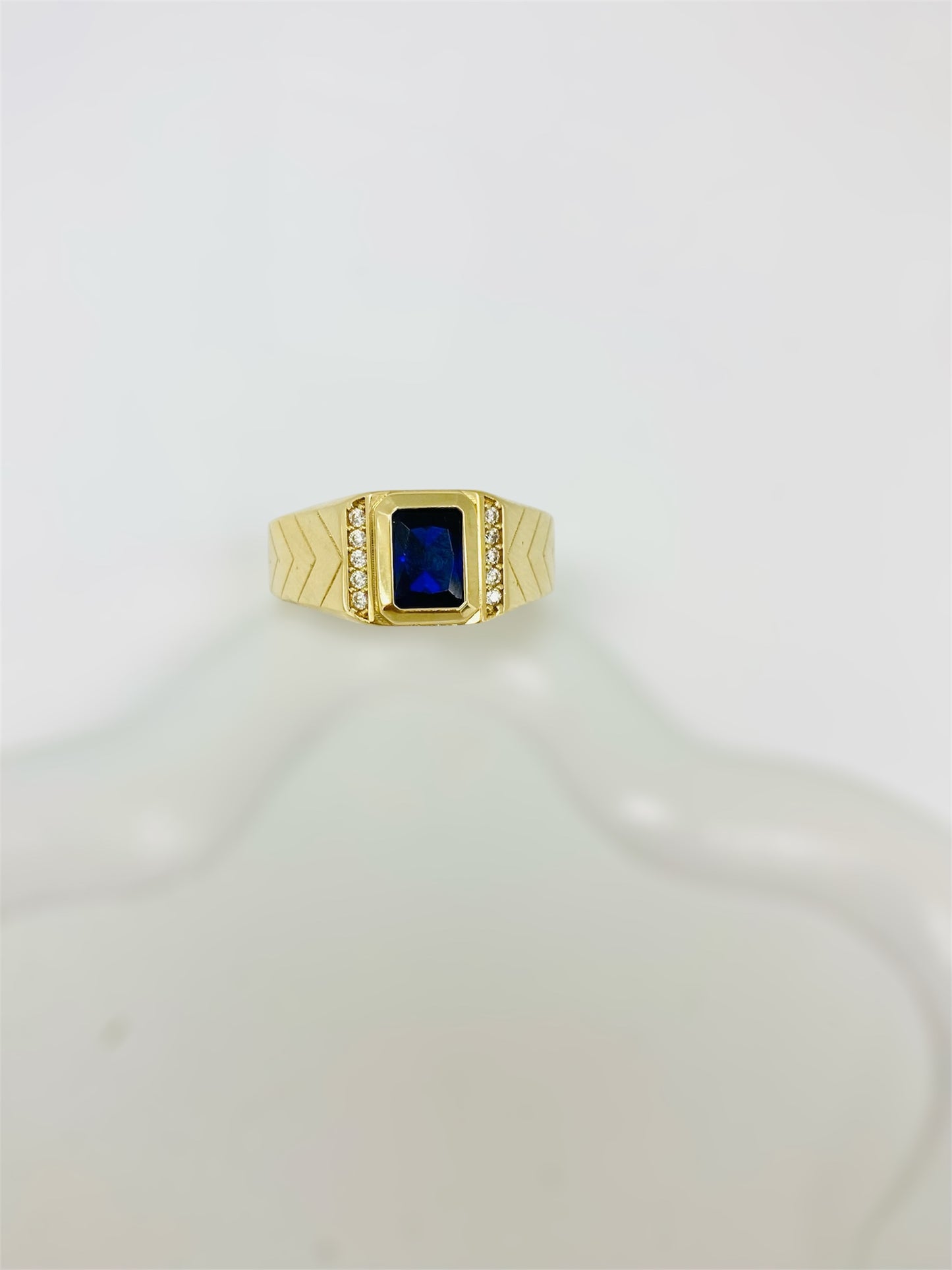 Anillo de hombre de piedra azul 10K