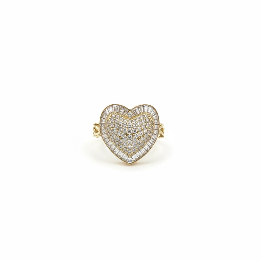 Anillo de corazón y tejido chino 10k